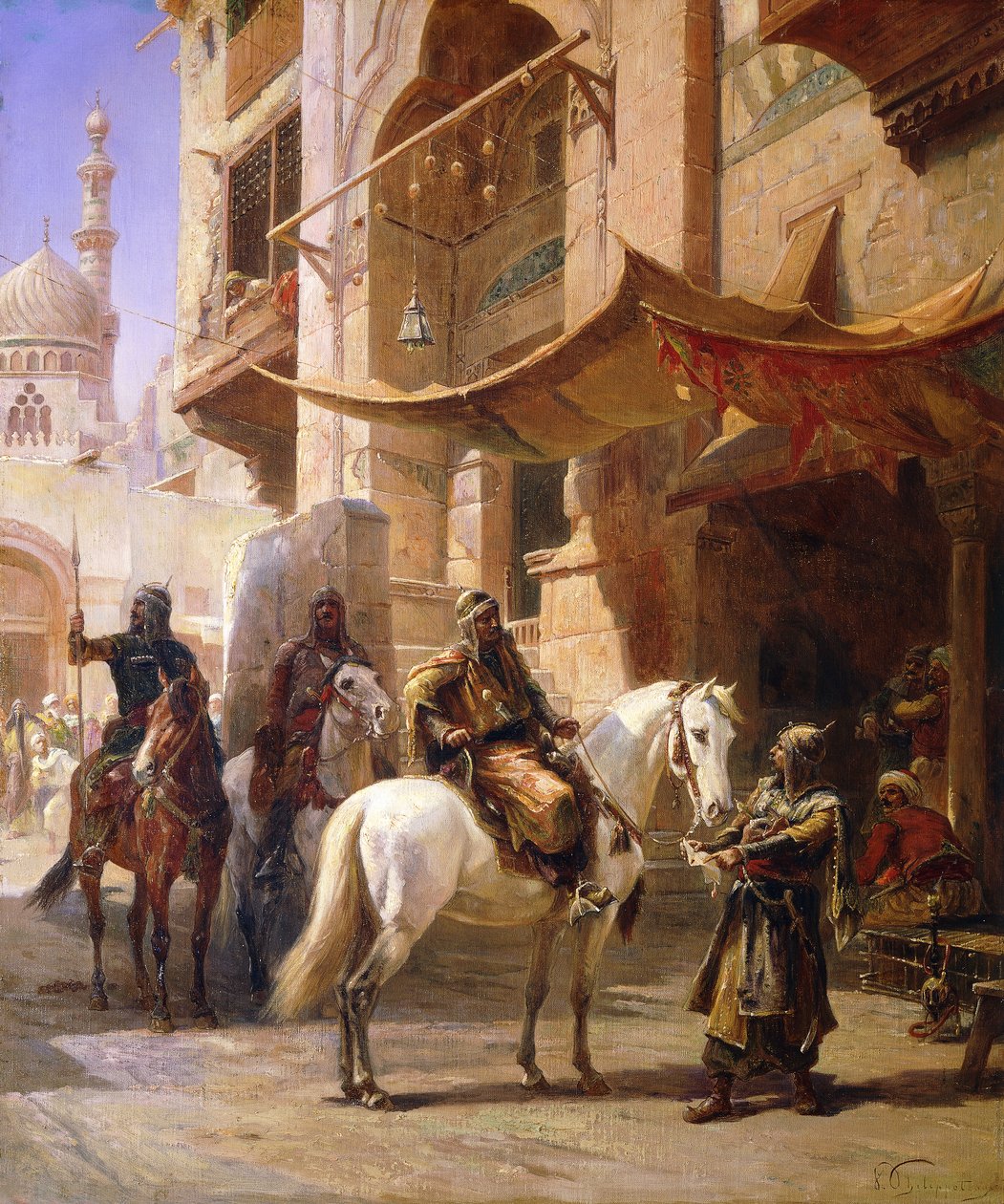 Arabische Krijgers in een Straat door Paul Dominique Philippoteaux