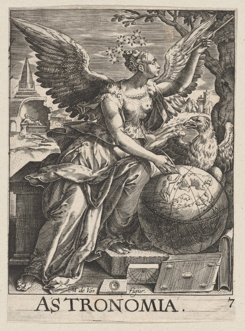 Plaat 7: Astronomia, uit De Zeven Vrije Kunsten door Paul Fürst