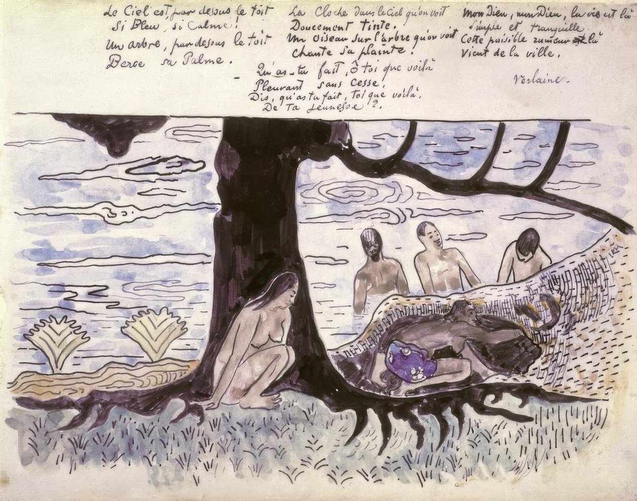 Baden door Paul Gauguin