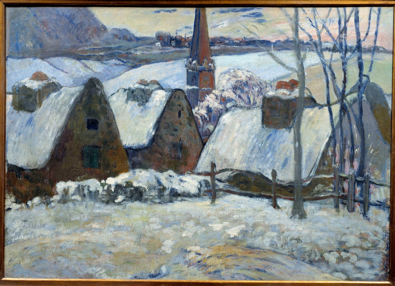 Bretons dorp onder sneeuw in 1894 door Paul Gauguin