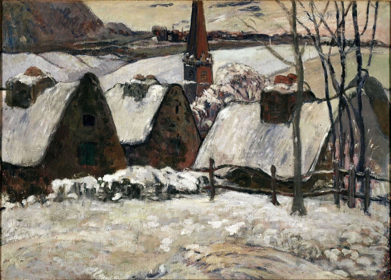 Bretons dorp onder de sneeuw door Paul Gauguin