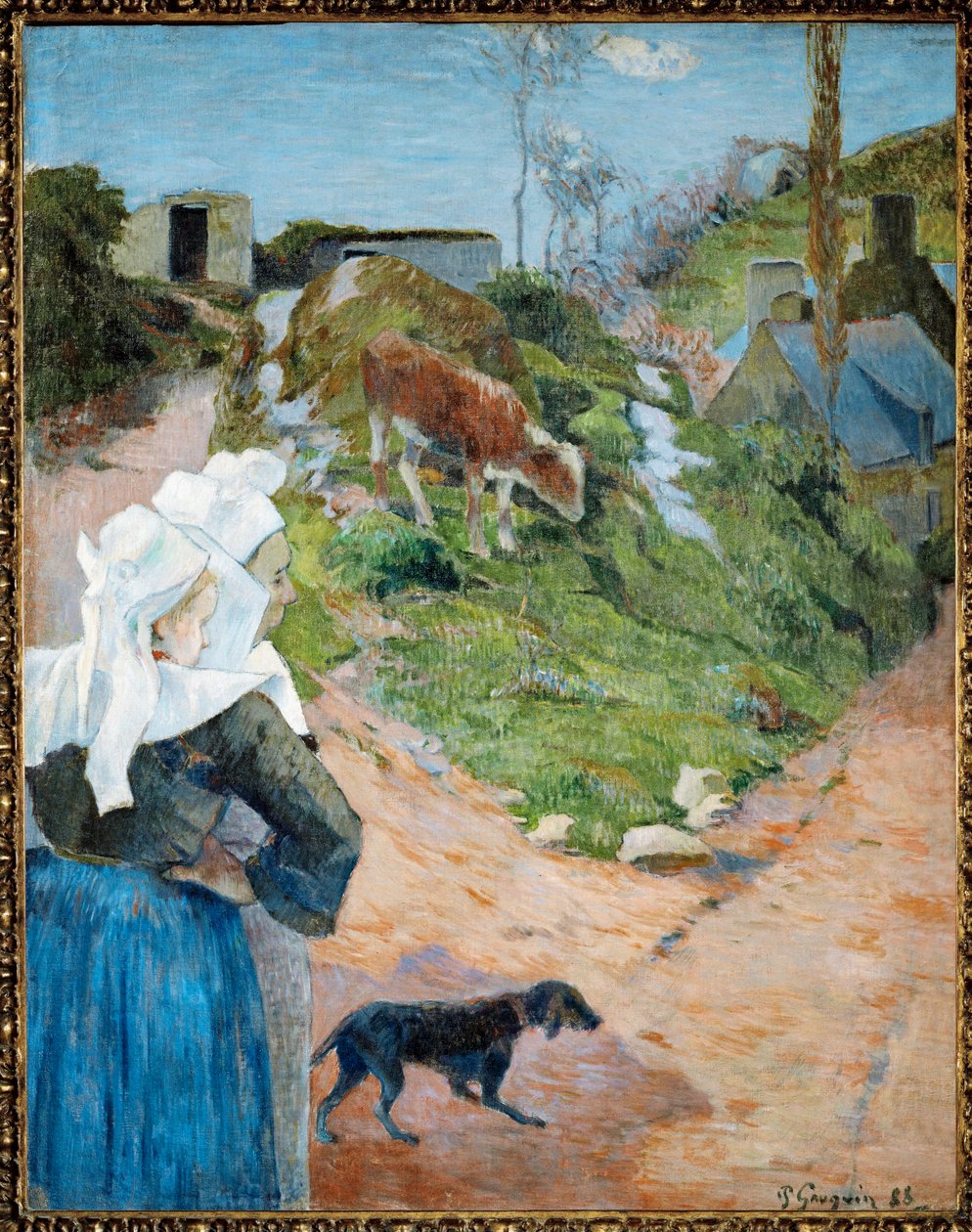 Bretonnes et Veau (olieverf op doek) door Paul Gauguin