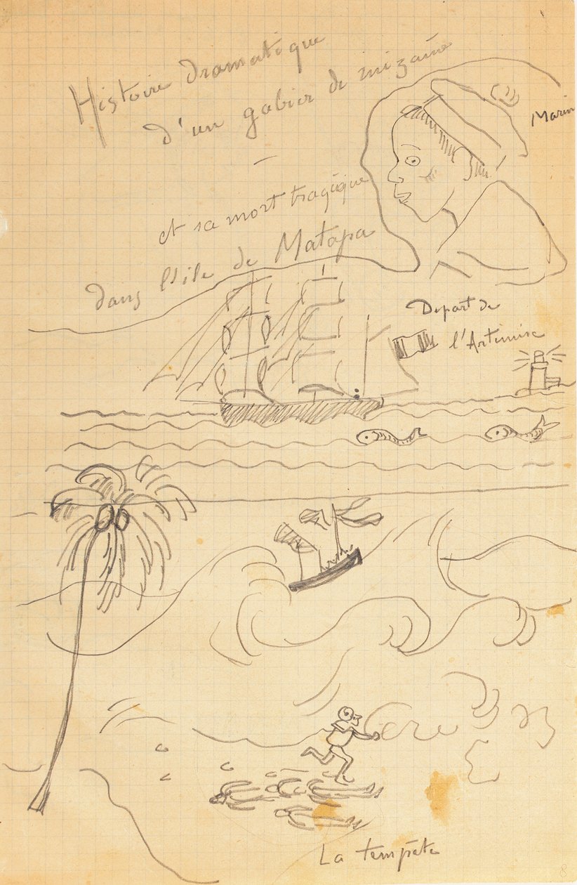 Tekening uit een album van tekeningen gemaakt voor de jonge Jacques Bousquet, Pont-Aven of Le Pouldu, 1889-90 door Paul Gauguin