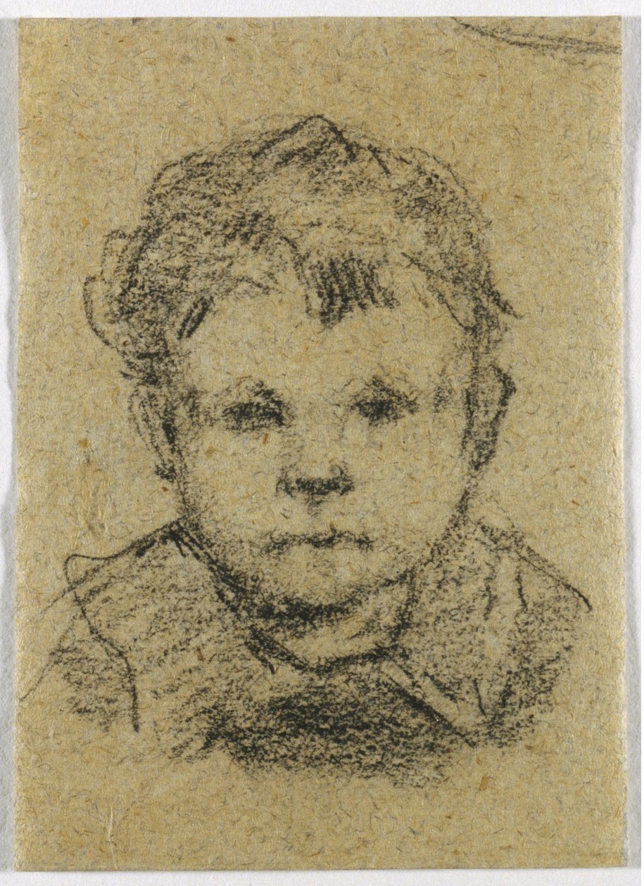 Emil Gauguin als kind, gekleed in een overhemd met kraag door Paul Gauguin