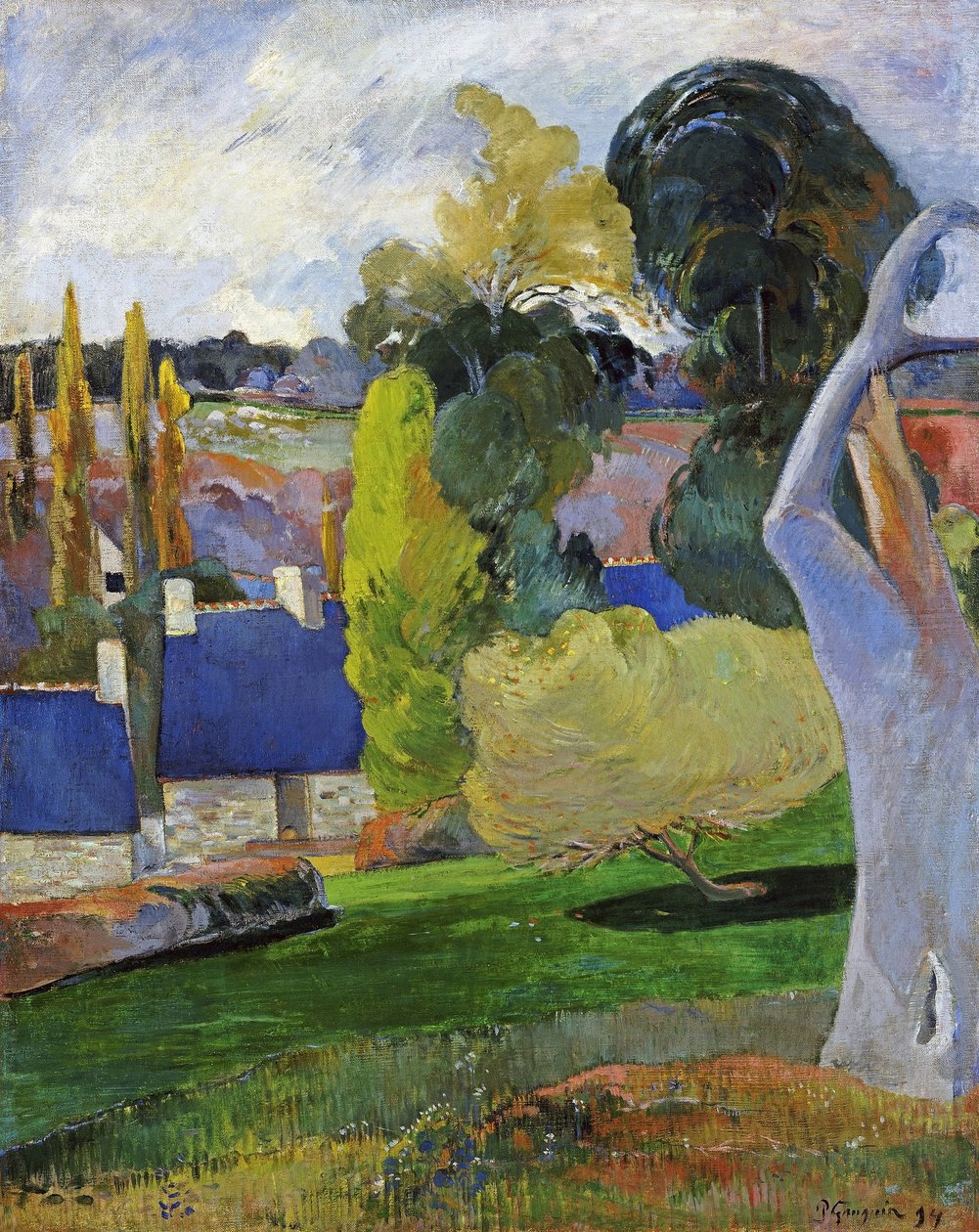 Frans:  Ferme en Bretagne II Een boerderij in Bretagne II door Paul Gauguin