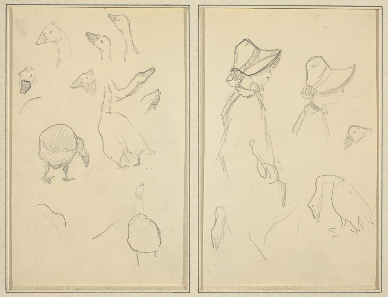 Ganzen; Meisjes met Hoeden, Ganzen [recto] door Paul Gauguin