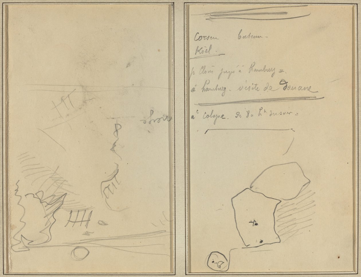 Hoofd van een Aap; Inventaris van Flessen en Dranken (verso) door Paul Gauguin