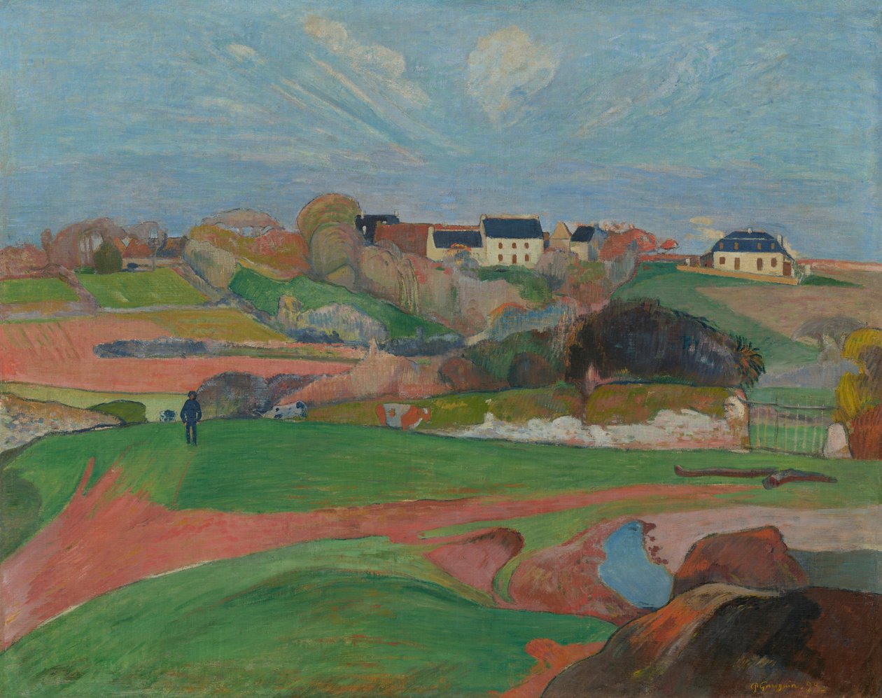 Landschap bij Le Pouldu door Paul Gauguin