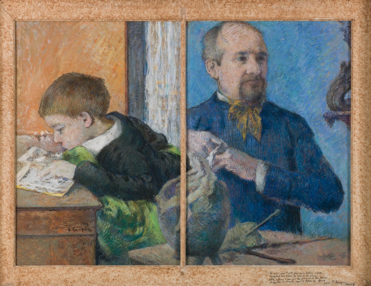 De beeldhouwer Aubé en zijn zoon Emile door Paul Gauguin