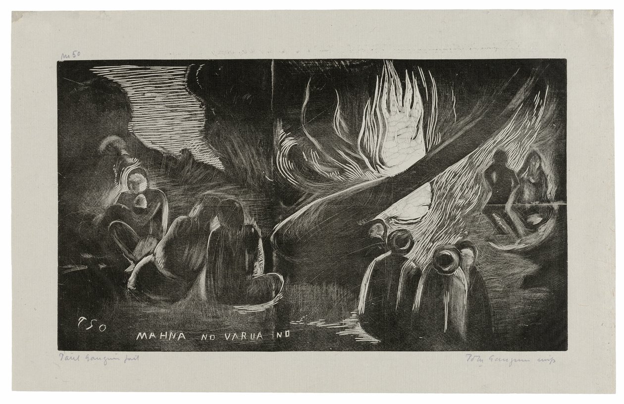 Mahna no varua ino (De Duivel Spreekt), uit de Noa Noa Suite door Paul Gauguin