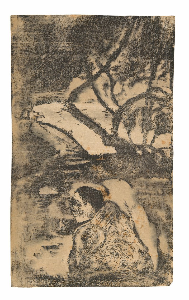 Maorivrouw in het bos door Paul Gauguin