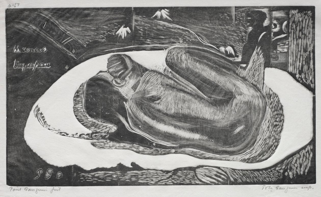 Noa Noa: Manao Tupapau Geobserveerd door de Geesten van de Doden, 1893-94 door Paul Gauguin