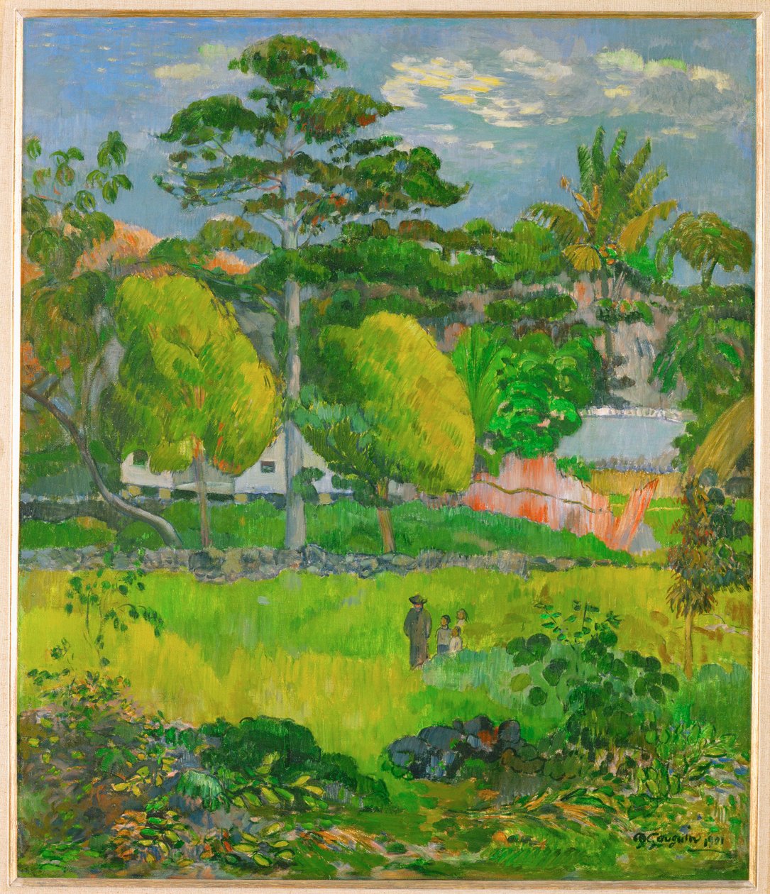 Landschap (schilderij op doek) door Paul Gauguin