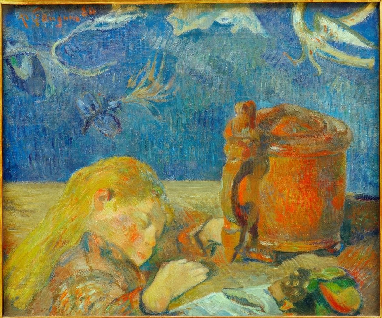 Portret van Clovis Gauguin (Het slapende kind) door Paul Gauguin