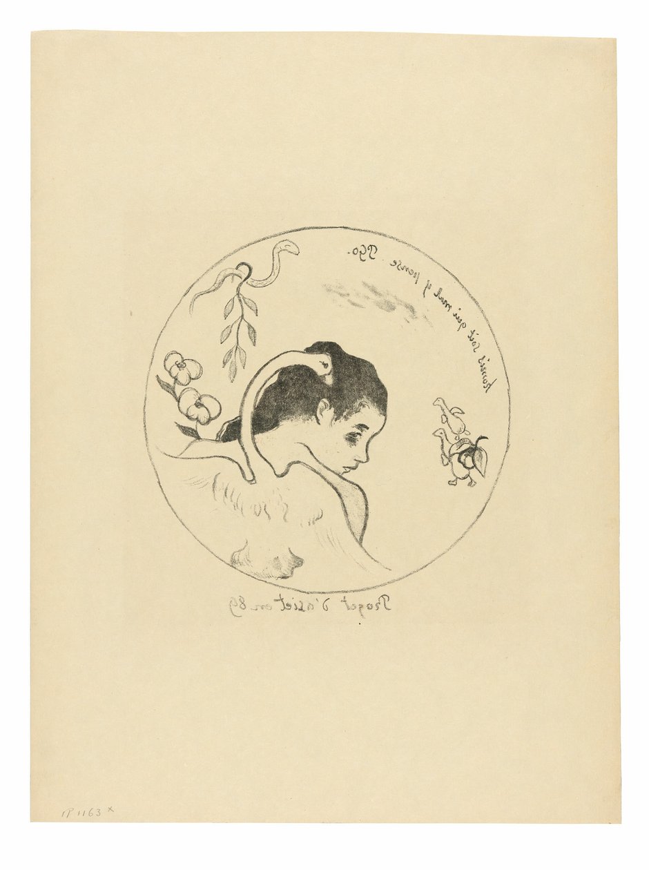 Ontwerp voor een bord (Leda), frontispice uit de Volpini Suite door Paul Gauguin