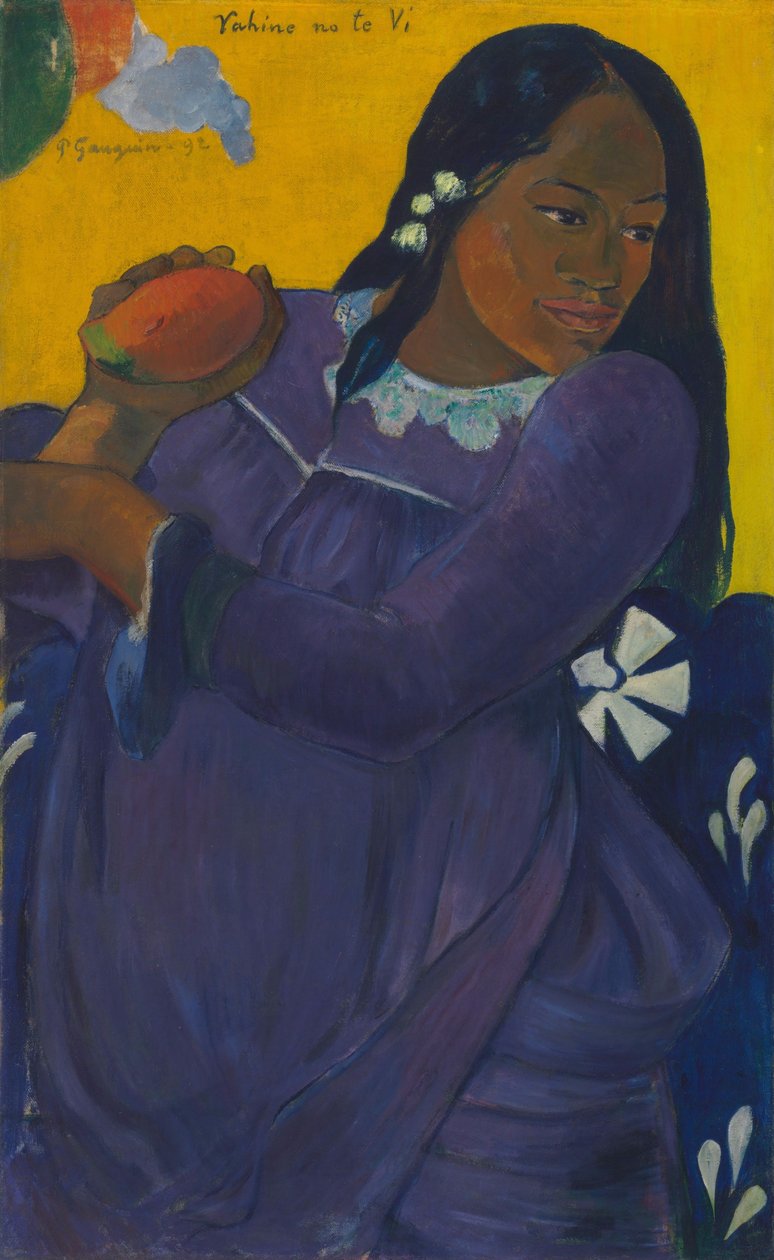 Tahitiaans:  Vahine no te vi Vrouw met mango door Paul Gauguin