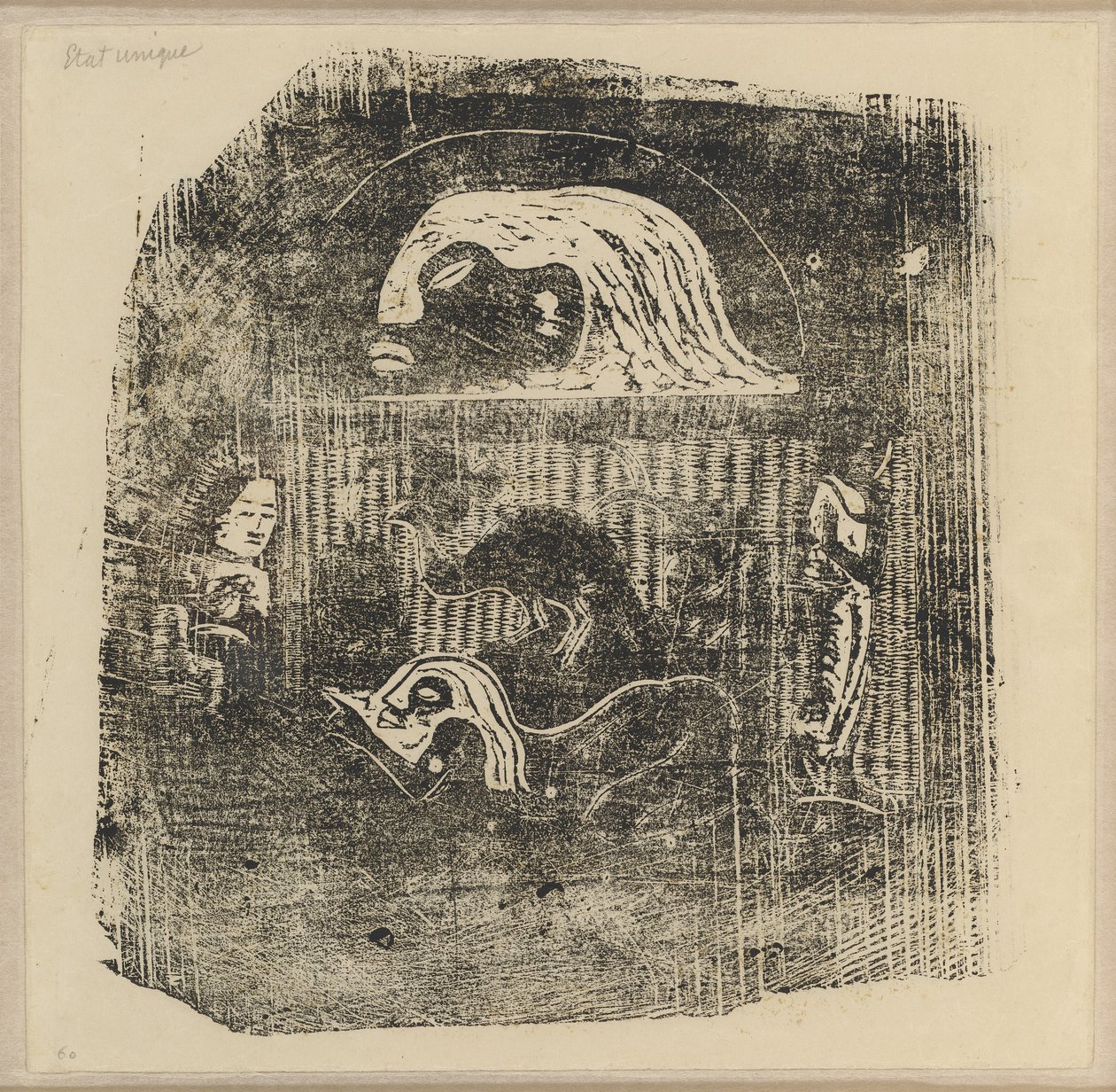 Te Atua (De goden) kleine plaat [verso] door Paul Gauguin
