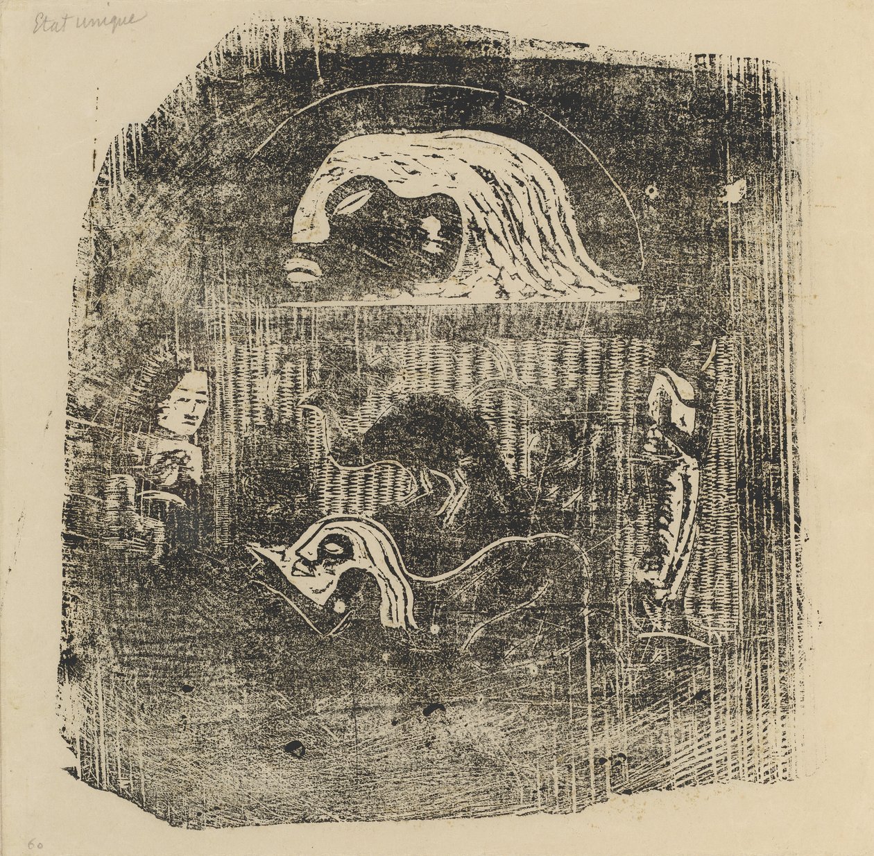 Te Atua De Goden Kleine Plaat [verso], in of na 1895 door Paul Gauguin