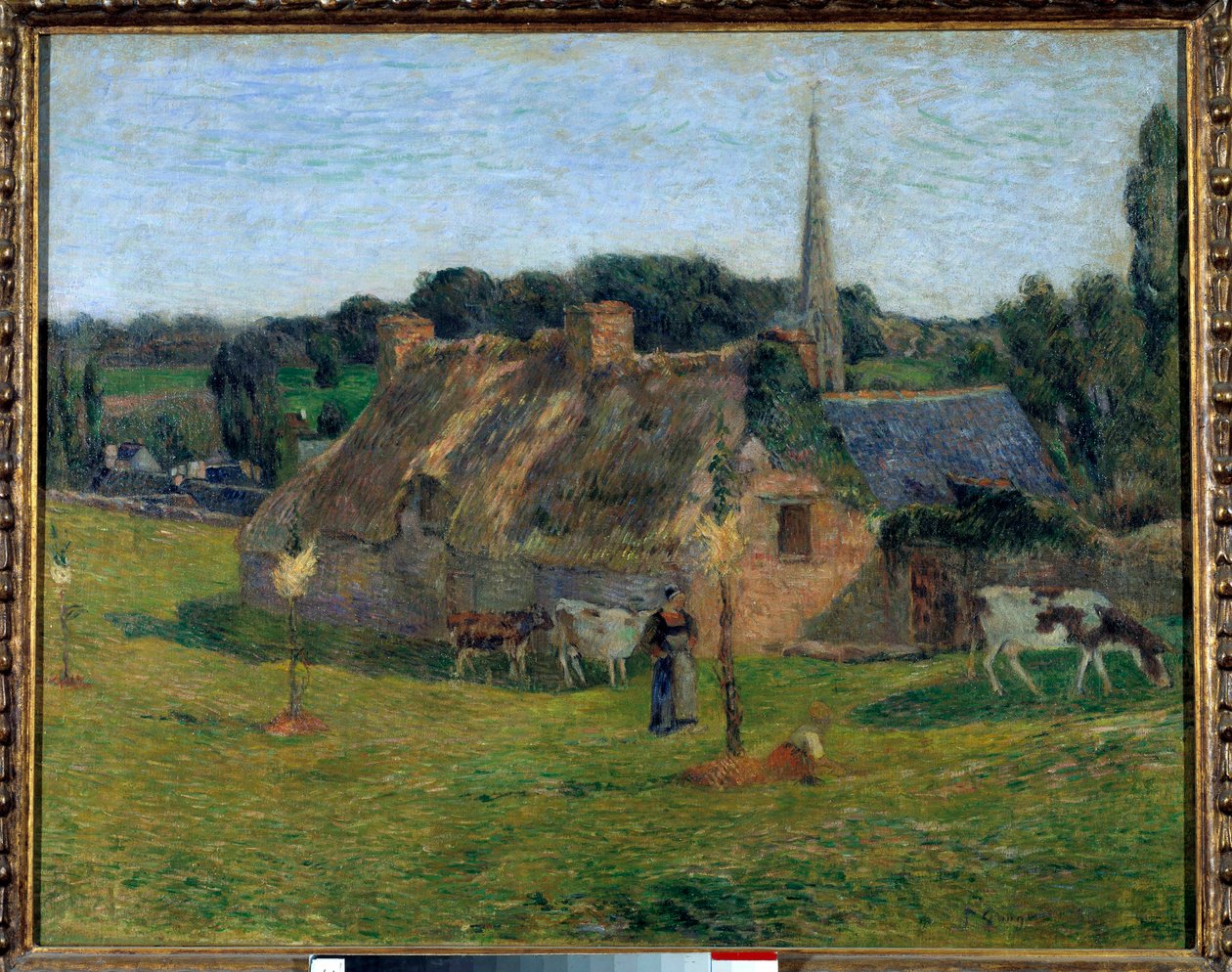 Het Derout Lollichon veld en de kerk van Pont Aven door Paul Gauguin
