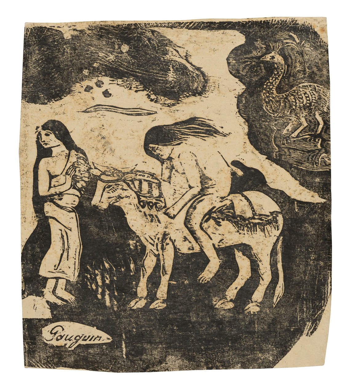 De verkrachting van Europa, uit de reeks late houtsneden door Paul Gauguin