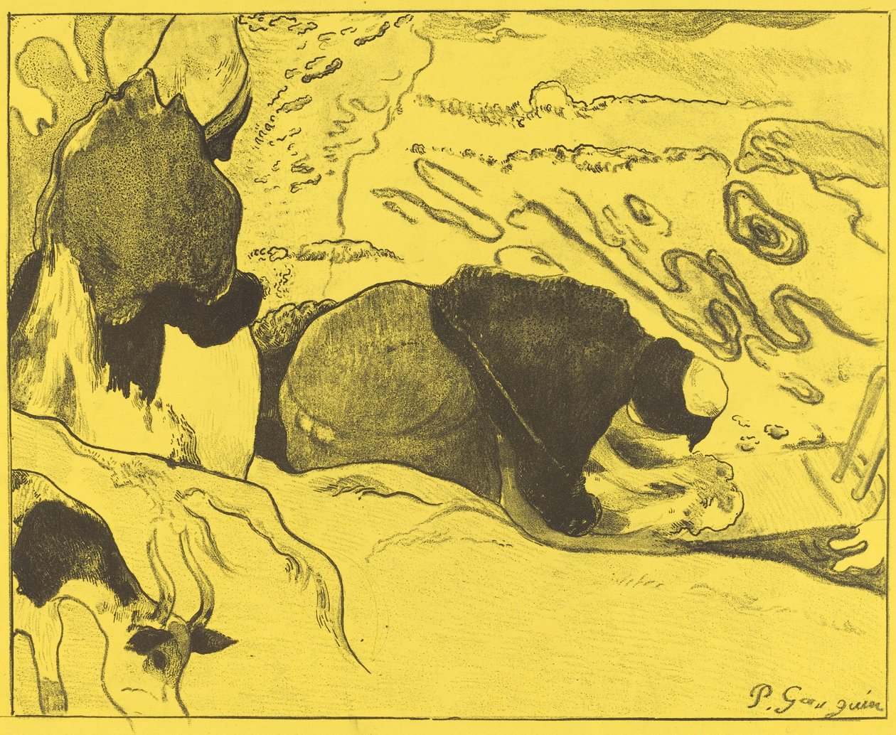 De wasvrouwen door Paul Gauguin