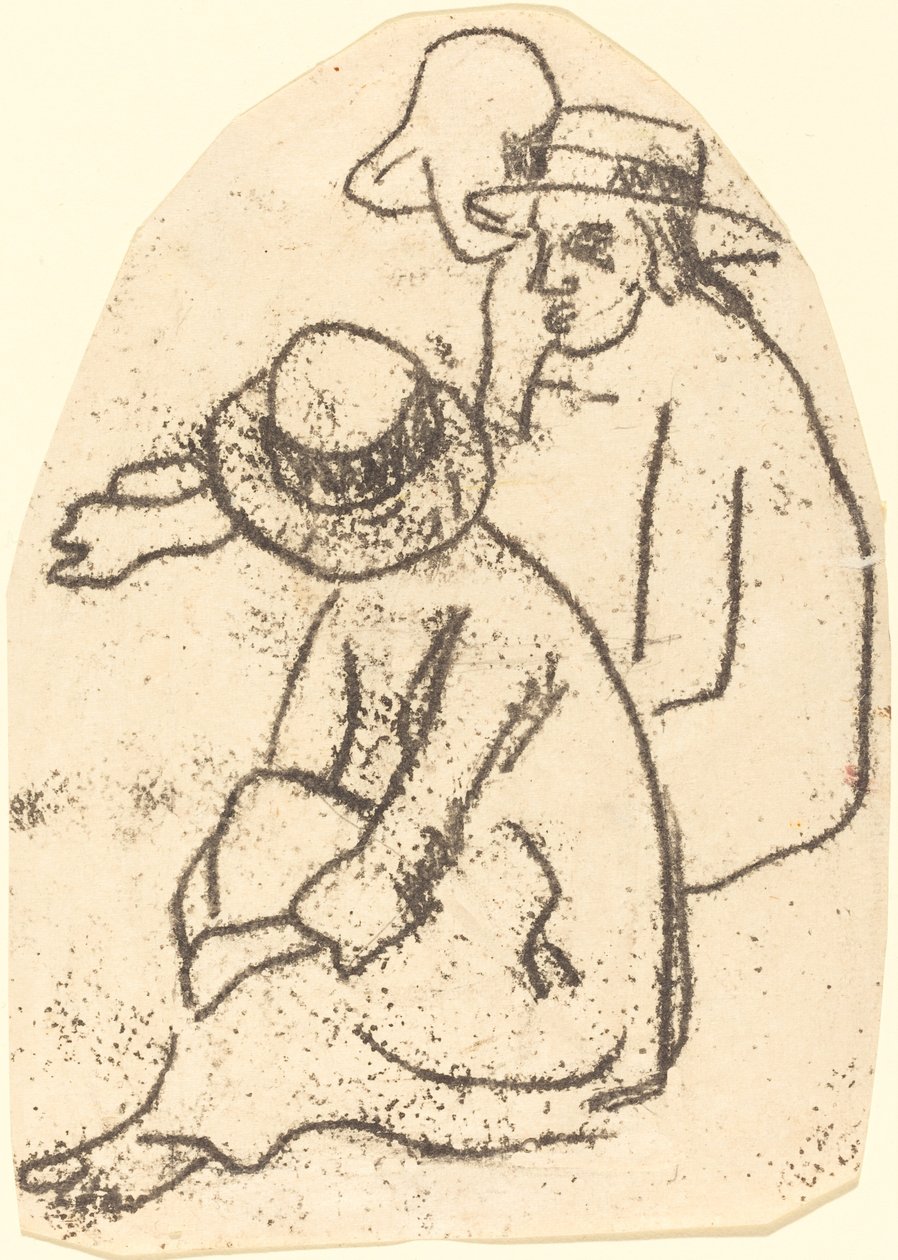 Drie Tahitianen Studie voor La soeur de charite door Paul Gauguin
