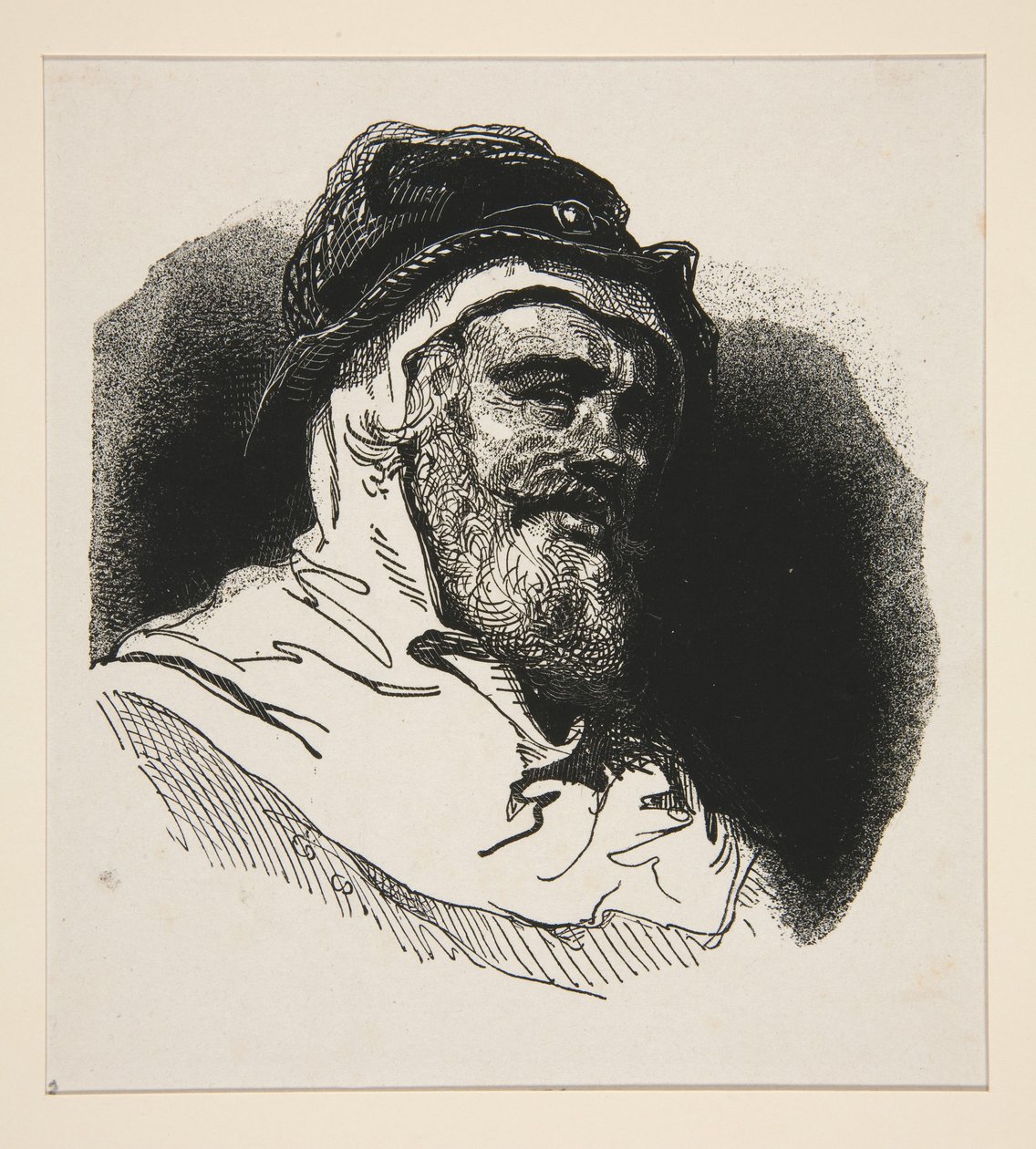 Buste van een man met baard door Paul Gavarni