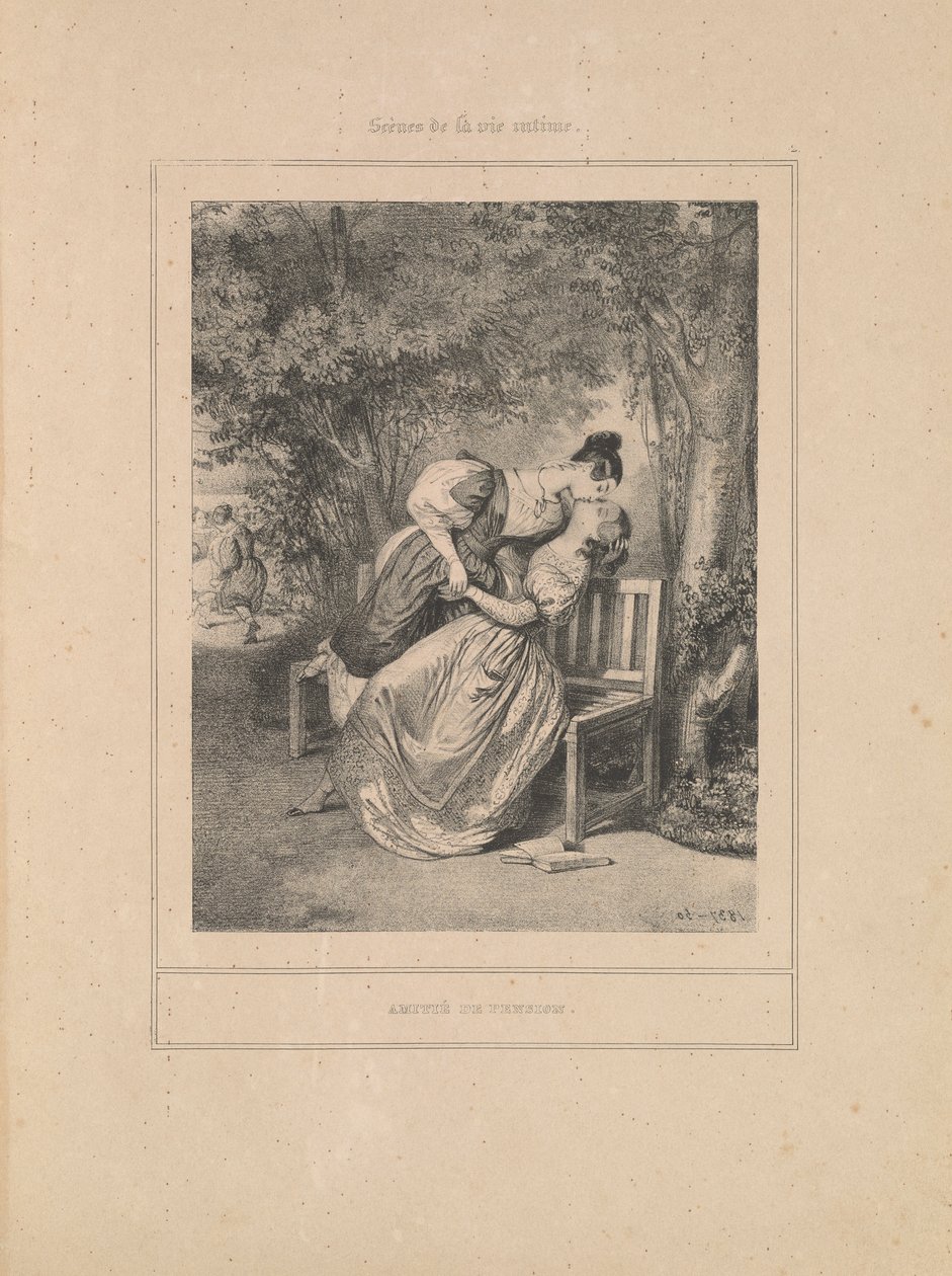 Vriendschap van het pensioen, uit de serie Scènes de la vie intime door Paul Gavarni