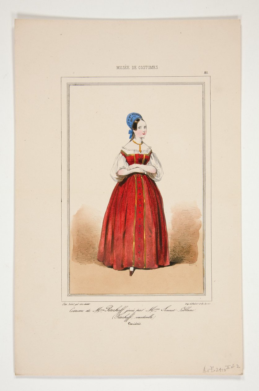 Kostüm von Mme Peterhoff, gespielt von Mme Sonnet-Leblanc door Paul Gavarni