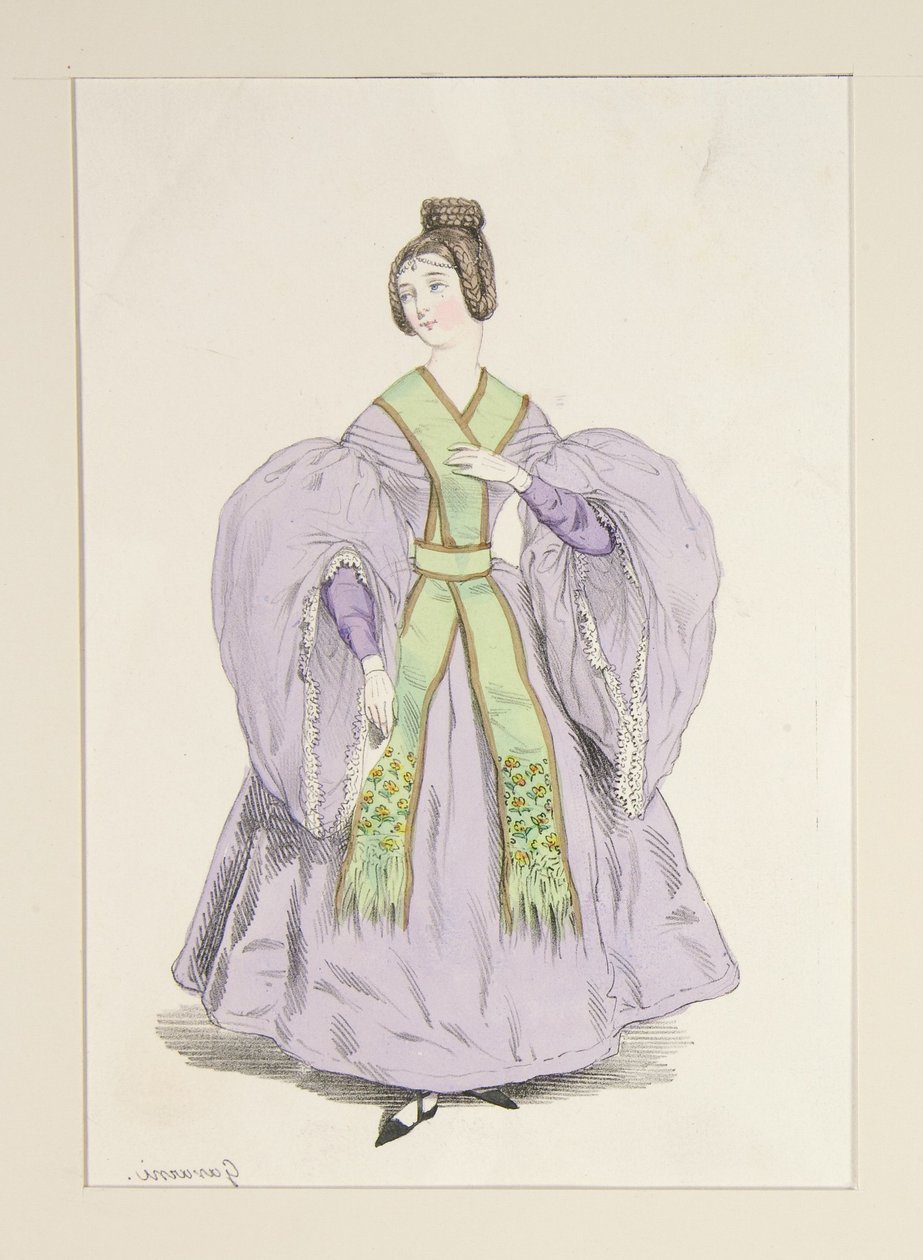 In de avond. (Maart 1835.) Jurk van zijden mousseline... door Paul Gavarni