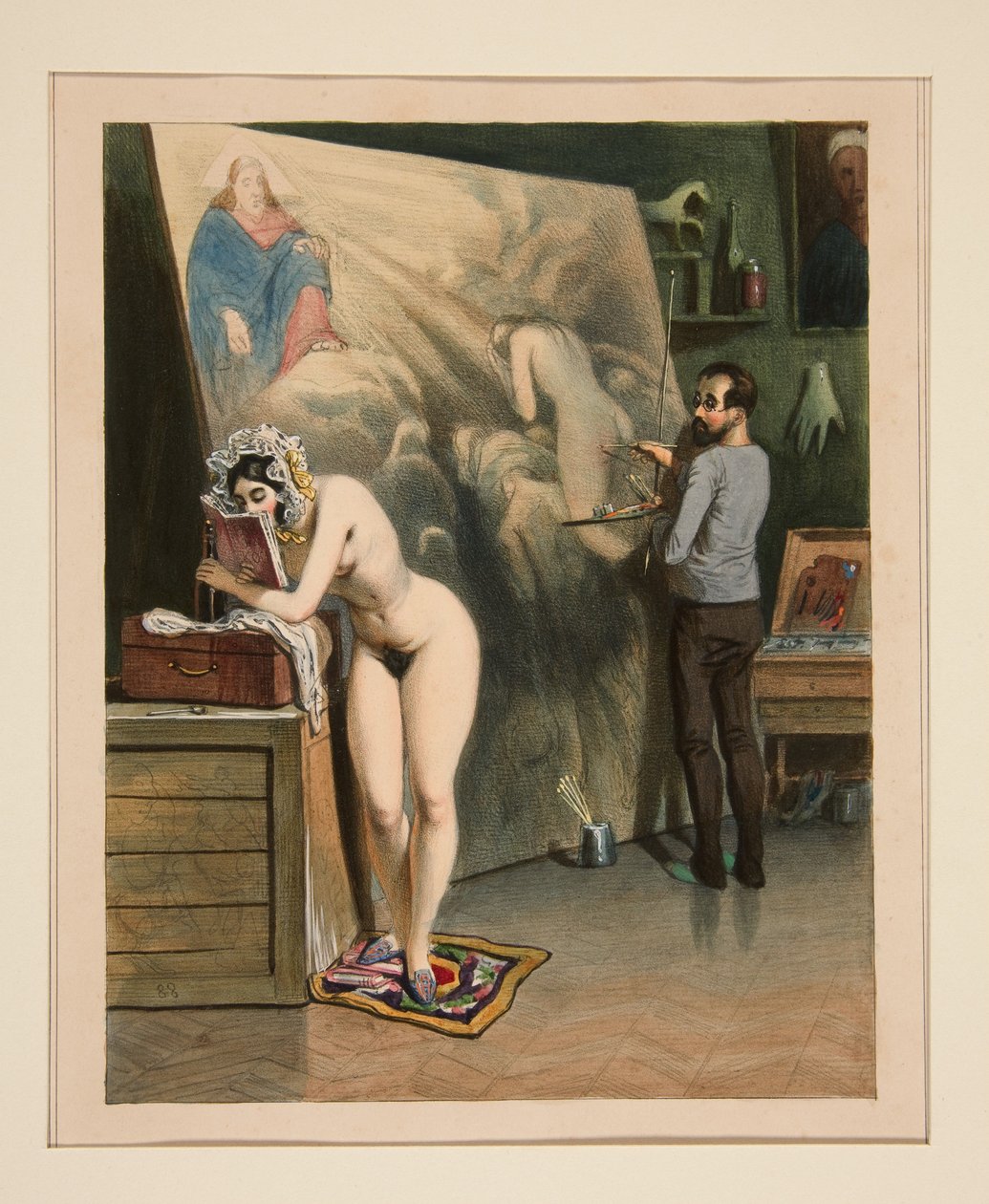 DE VROUW VAN DE SCHILDER. door Paul Gavarni