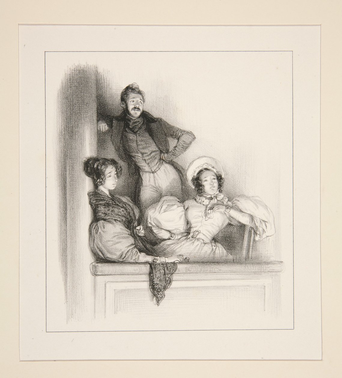 La Loge Des Bouffes. door Paul Gavarni