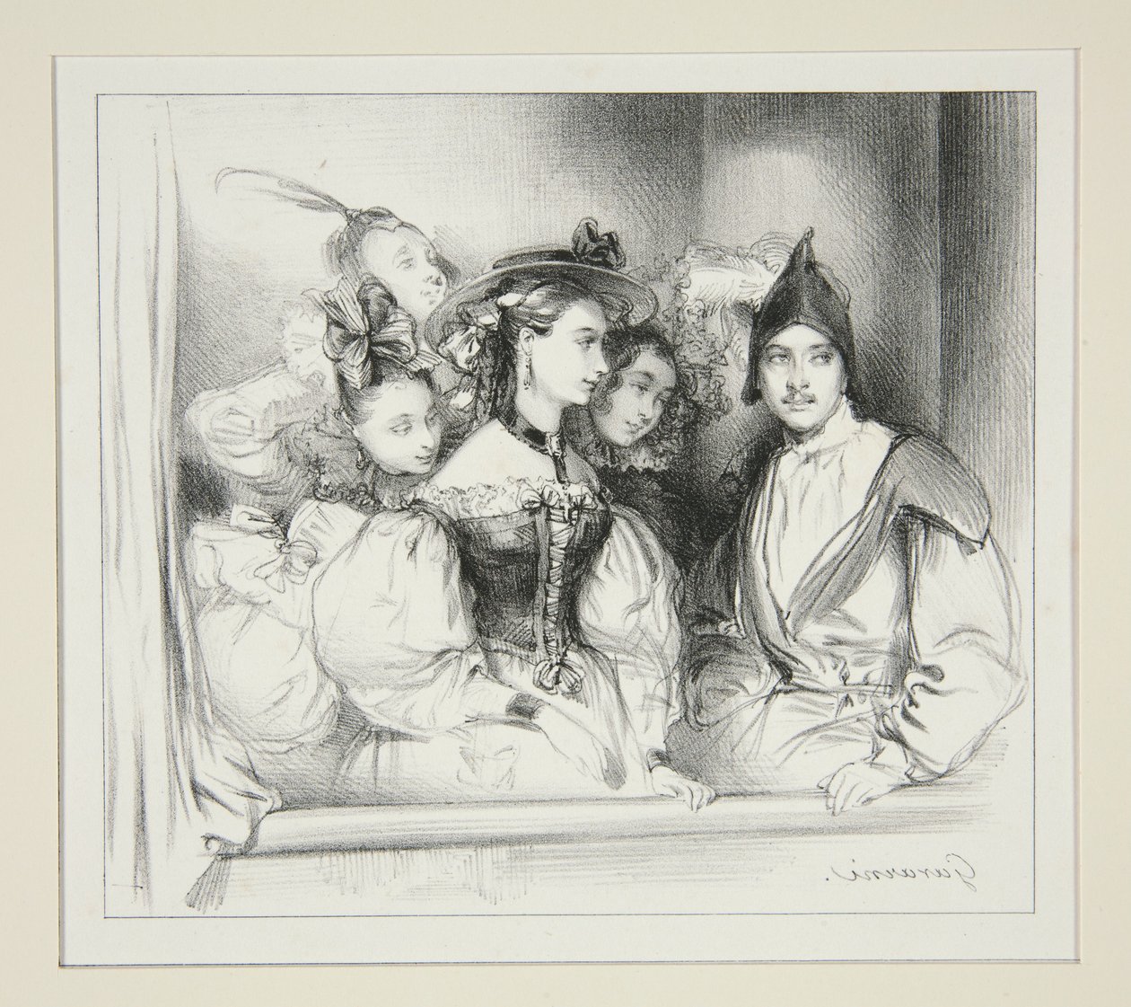 La Loge Du Bal. door Paul Gavarni