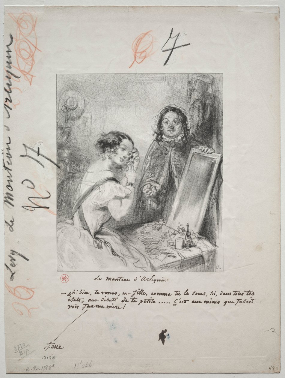 De mantel van Harlekijn: Eh bien! Tu verra, ma fille..., 1852 door Paul Gavarni