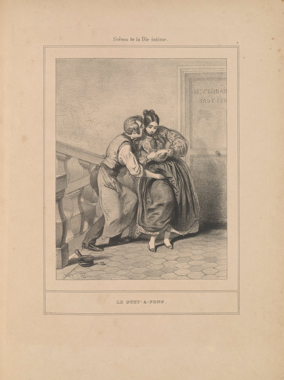 Le guet-apens, uit de serie Scènes de la vie intime door Paul Gavarni