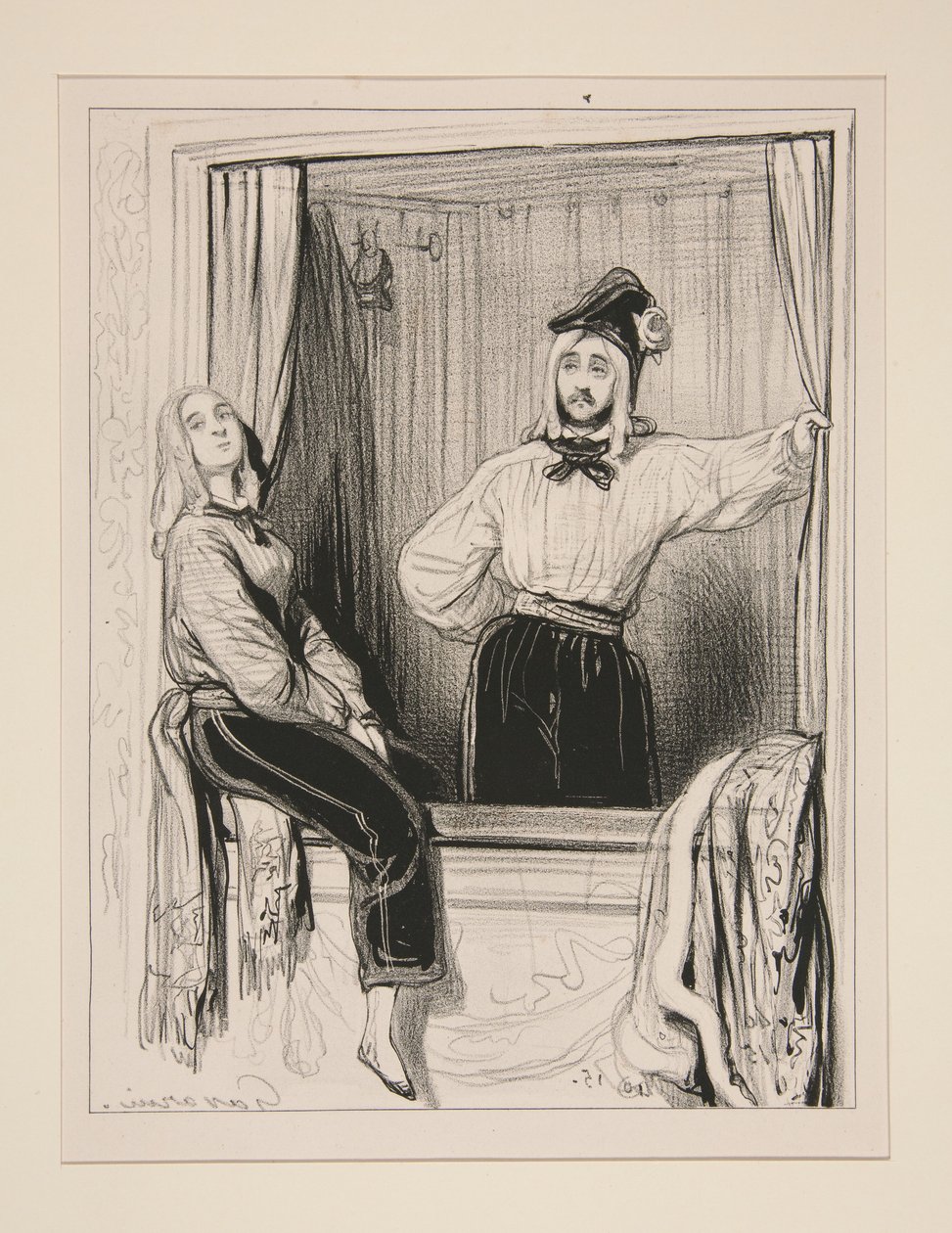 Vicomte Aime de Trois Etoiles en dame Eloa de Tremblemont gaan... door Paul Gavarni