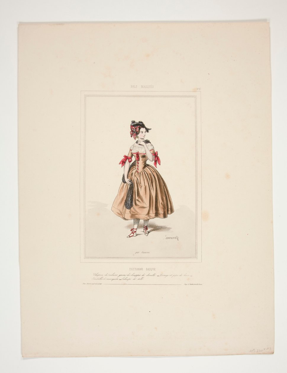 PAYSANNE BASQUE. Chapeau de velours garni de houppes de chenille. door Paul Gavarni