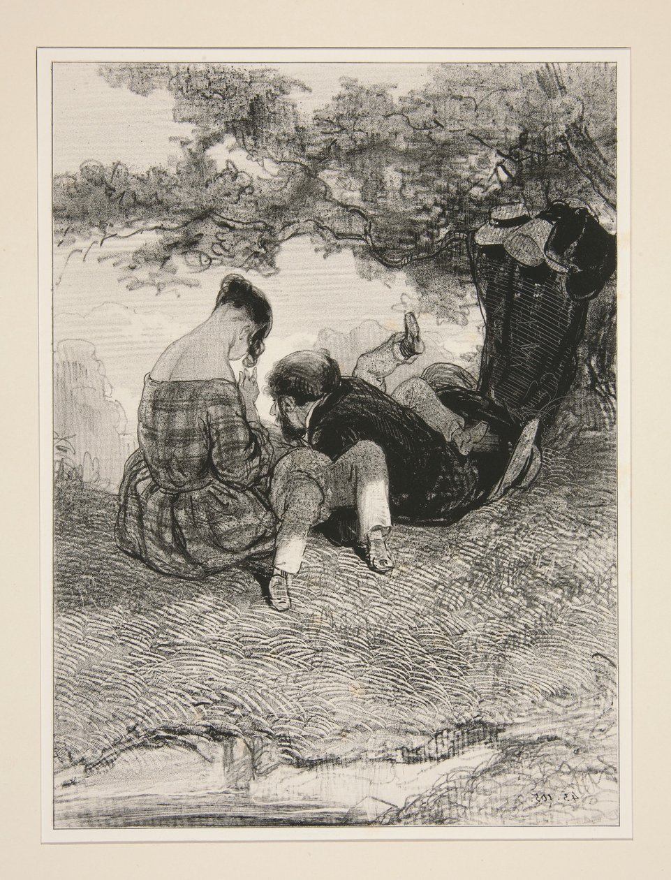 Een nest in het bos. door Paul Gavarni