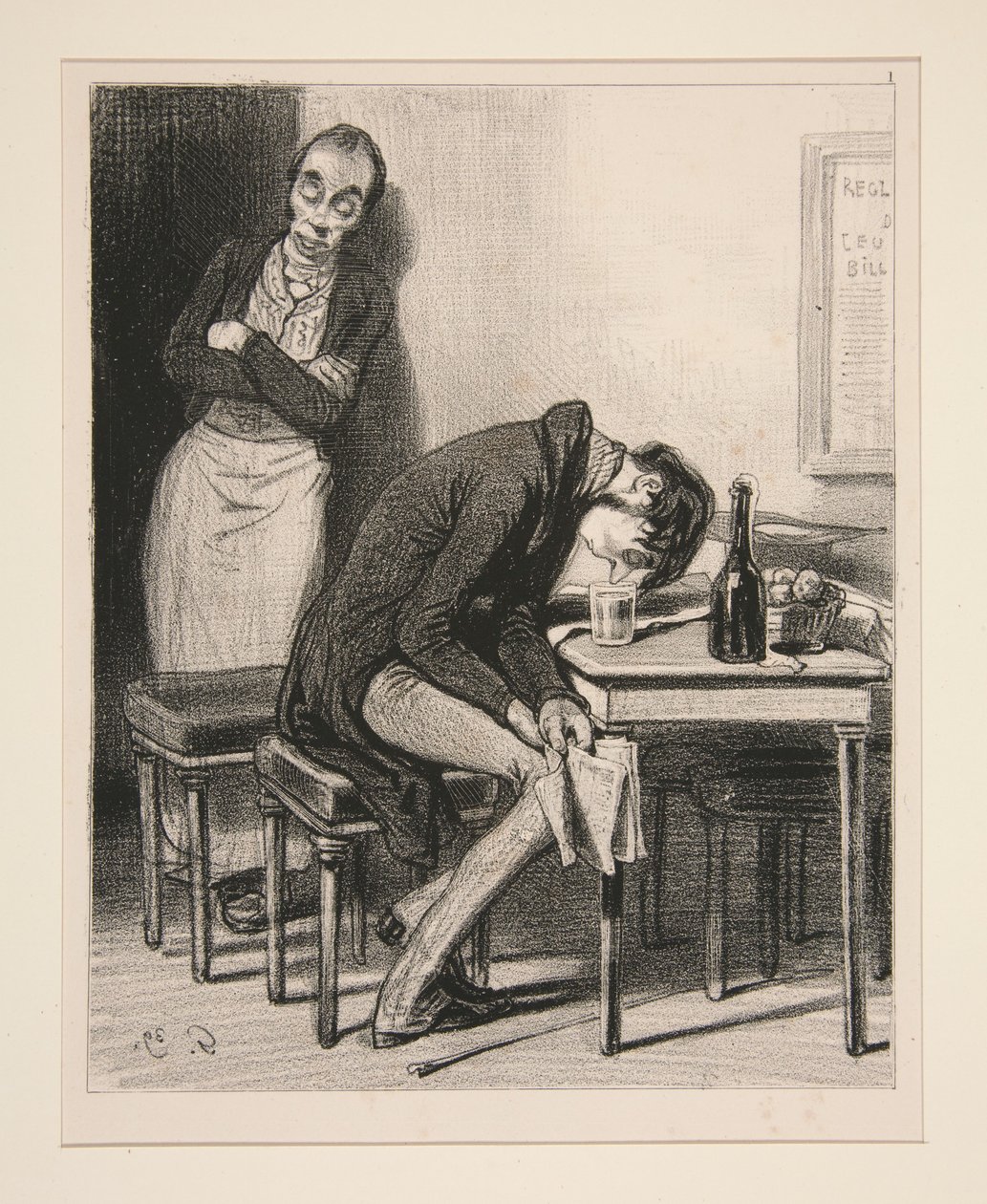 "De derde keer kon ze me niet meer ontglippen, en ik dacht dat ze me had vergeven..." door Paul Gavarni