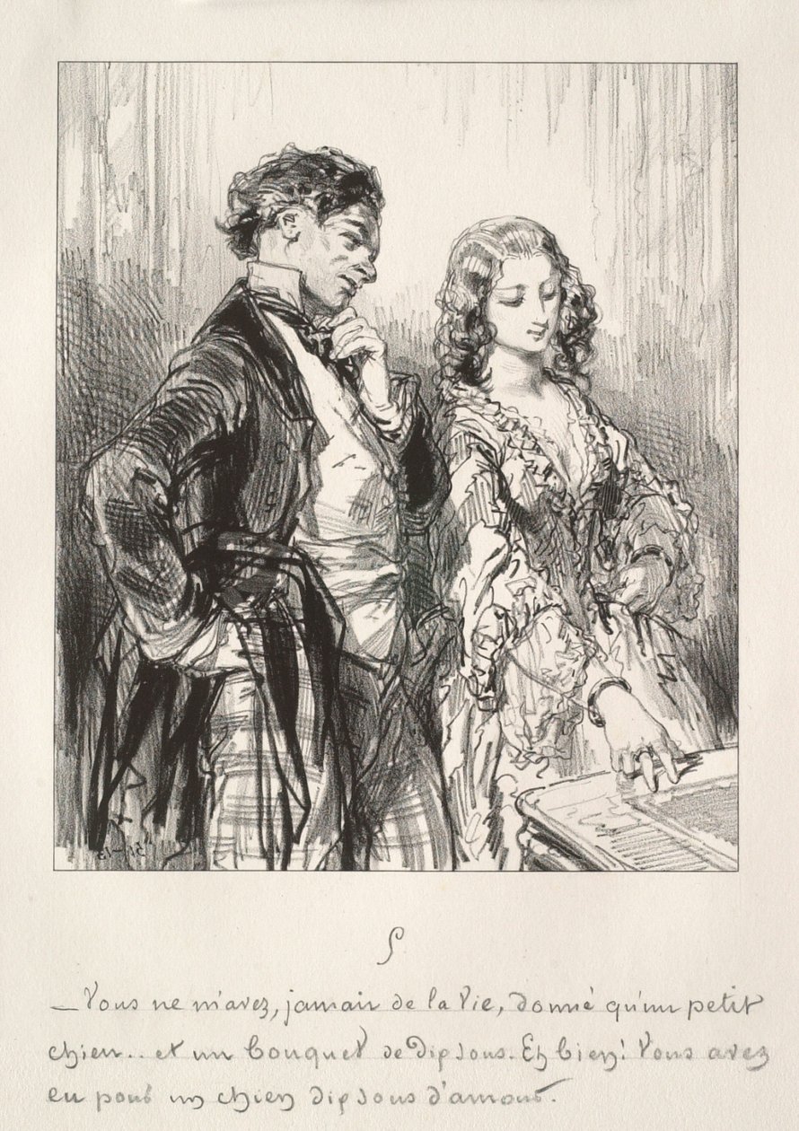 "Je hebt me in je hele leven nooit iets anders gegeven dan een hondje…" ("Je hebt me in je hele leven nooit iets anders gegeven dan een hondje…") door Paul Gavarni