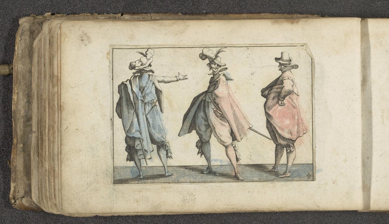 Drie acteurs met lange mantels door Paul Göttich