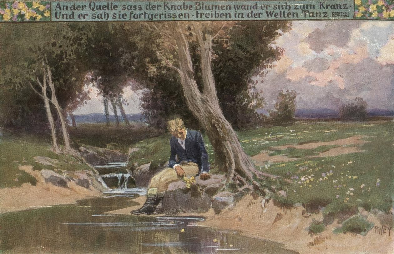 Bij de bron zat de jongen / Bloemen wond hij op tot een krans (...) door Paul Hey