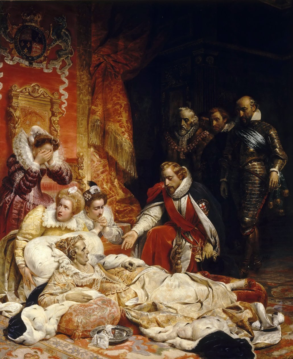 De dood van Elizabeth I, koningin van Engeland door Paul Delaroche