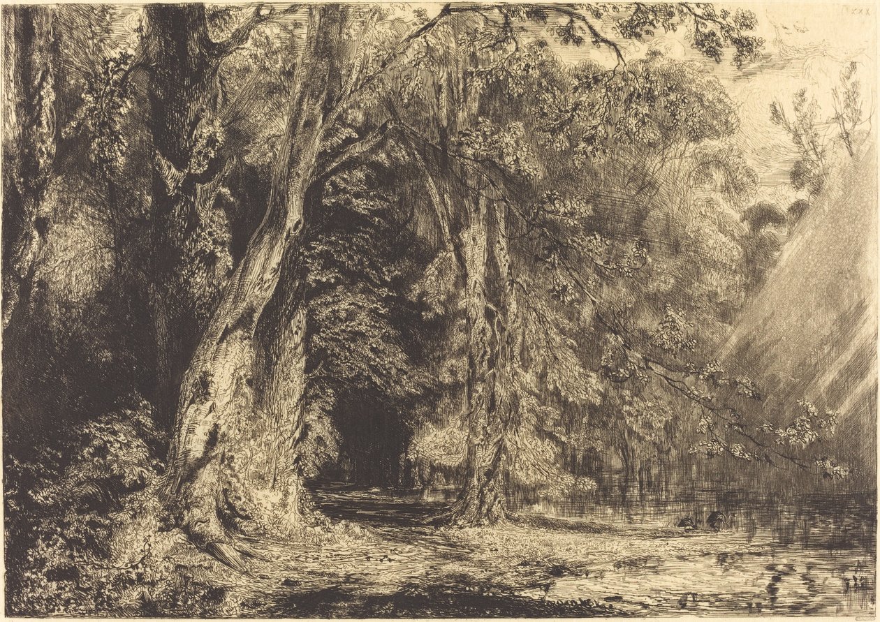 Overstroming in het Bos van het Île Séguin door Paul Huet