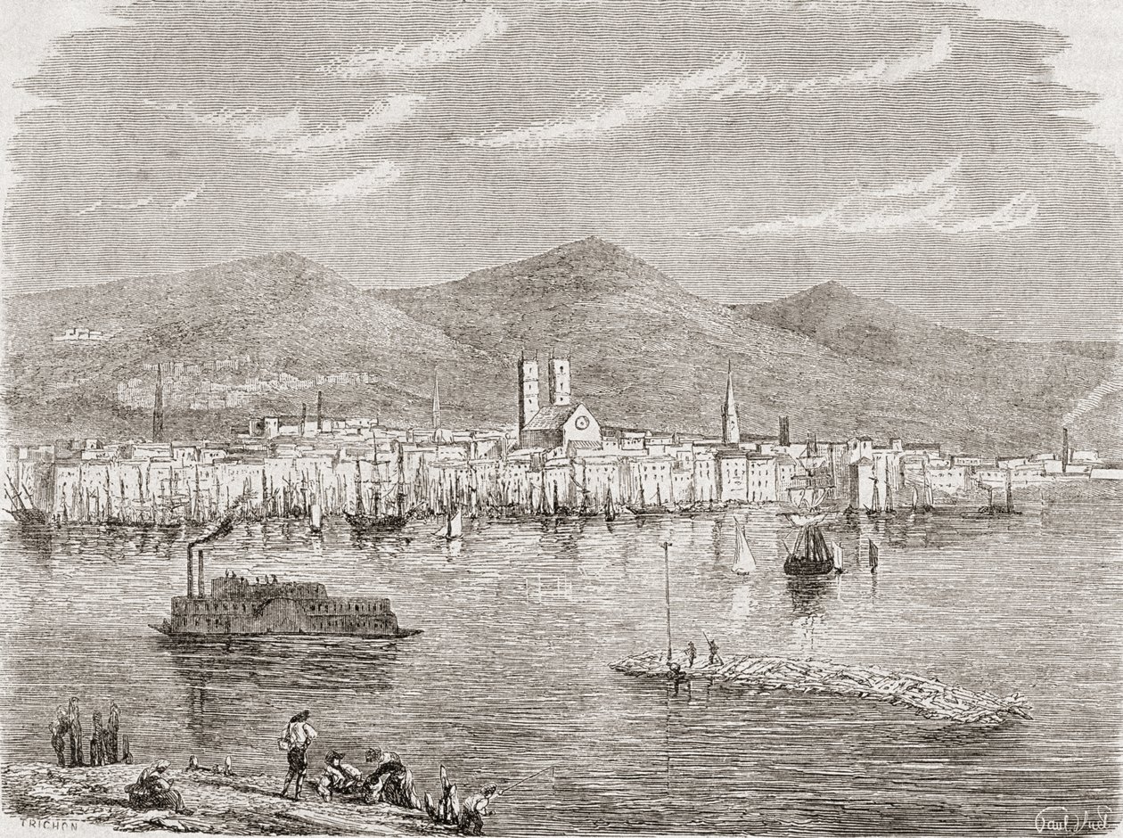 Montreal in de jaren 1860, gegraveerd door Auguste Trichon (geb.1814) door Paul Huet