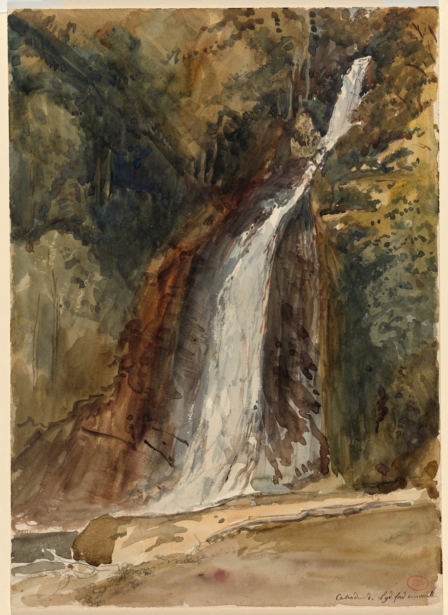De waterval bij de Lydford Gorge, Devon door Paul Huet