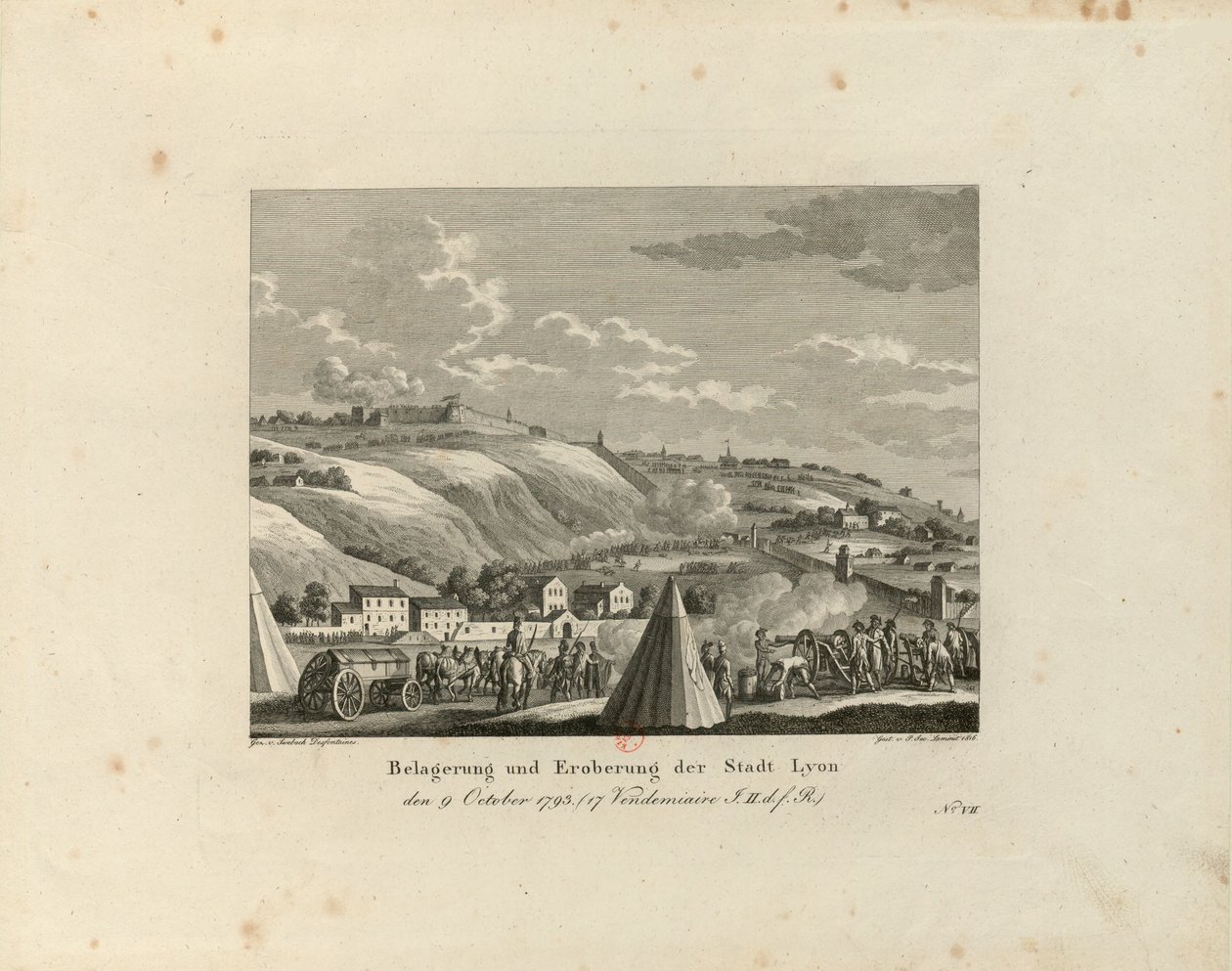 Belegering en inname van de stad Lyon: 9 oktober 1793, 1816-1818 door Paul Jacob Laminit