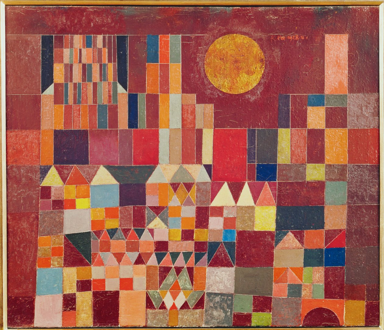 Kasteel en zon (schilderij op doek) door Paul Klee