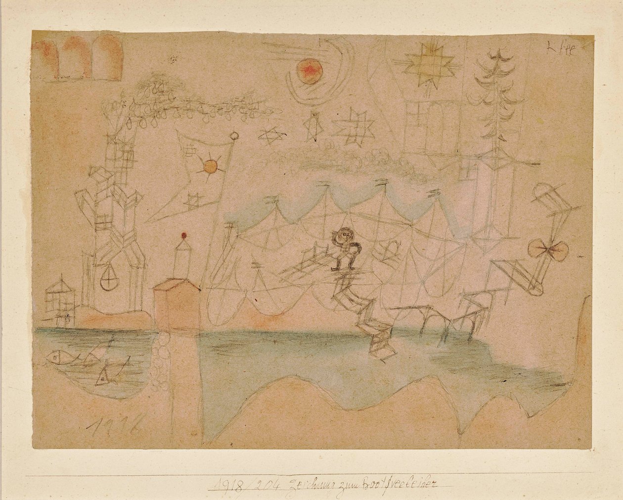Tekening voor de bootverhuur, 1918 door Paul Klee