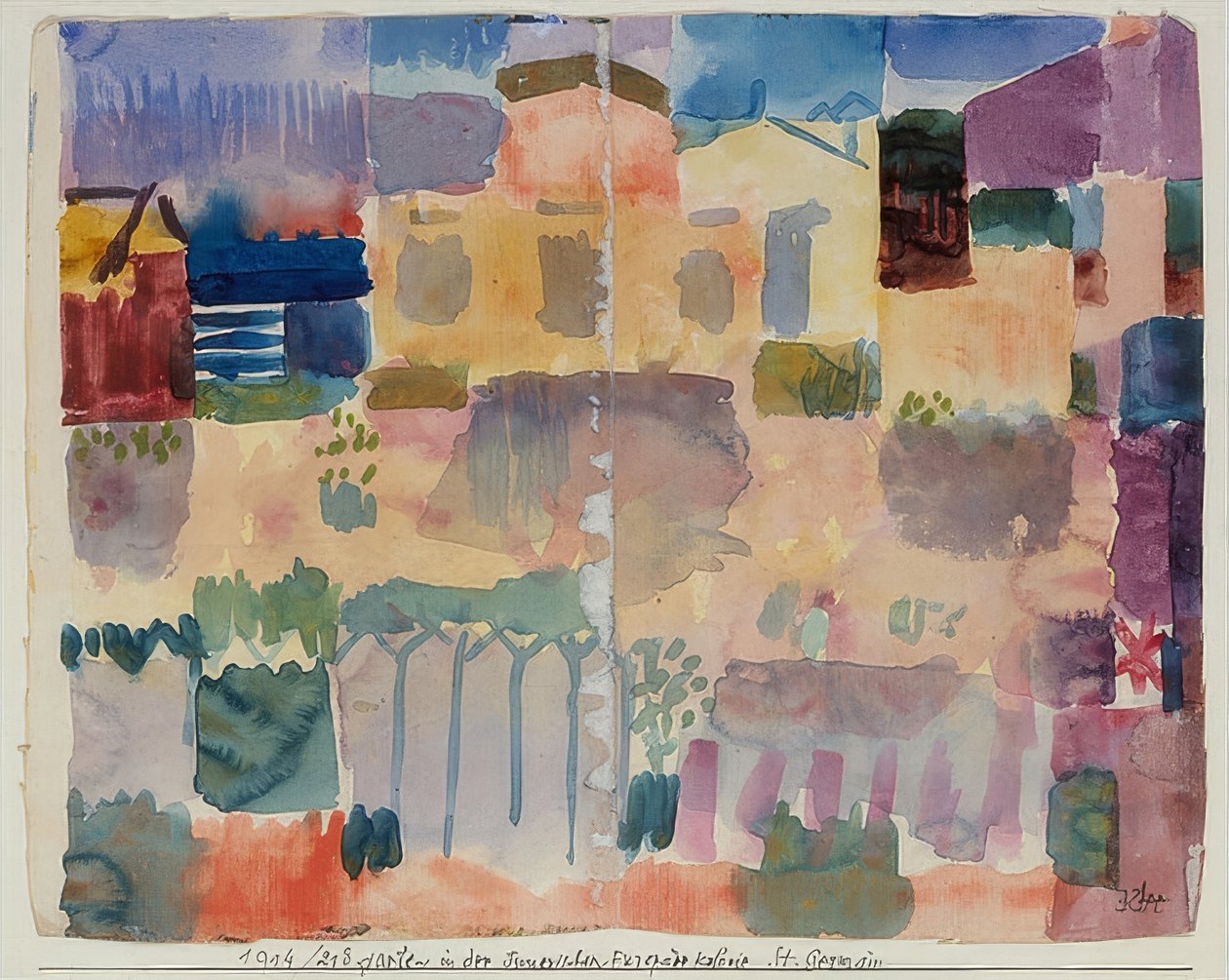 Tuin in St. Germain, de Europese wijk nabij Tunis door Paul Klee